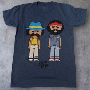 Cheech & Chong Graphic T-Shirt Adult Unisex Blue color Size Small